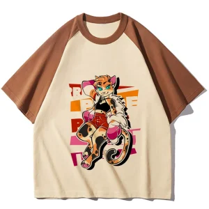 Furry Tee women funny Y2K Japanese t shirt girl designer anime Japanese clothing